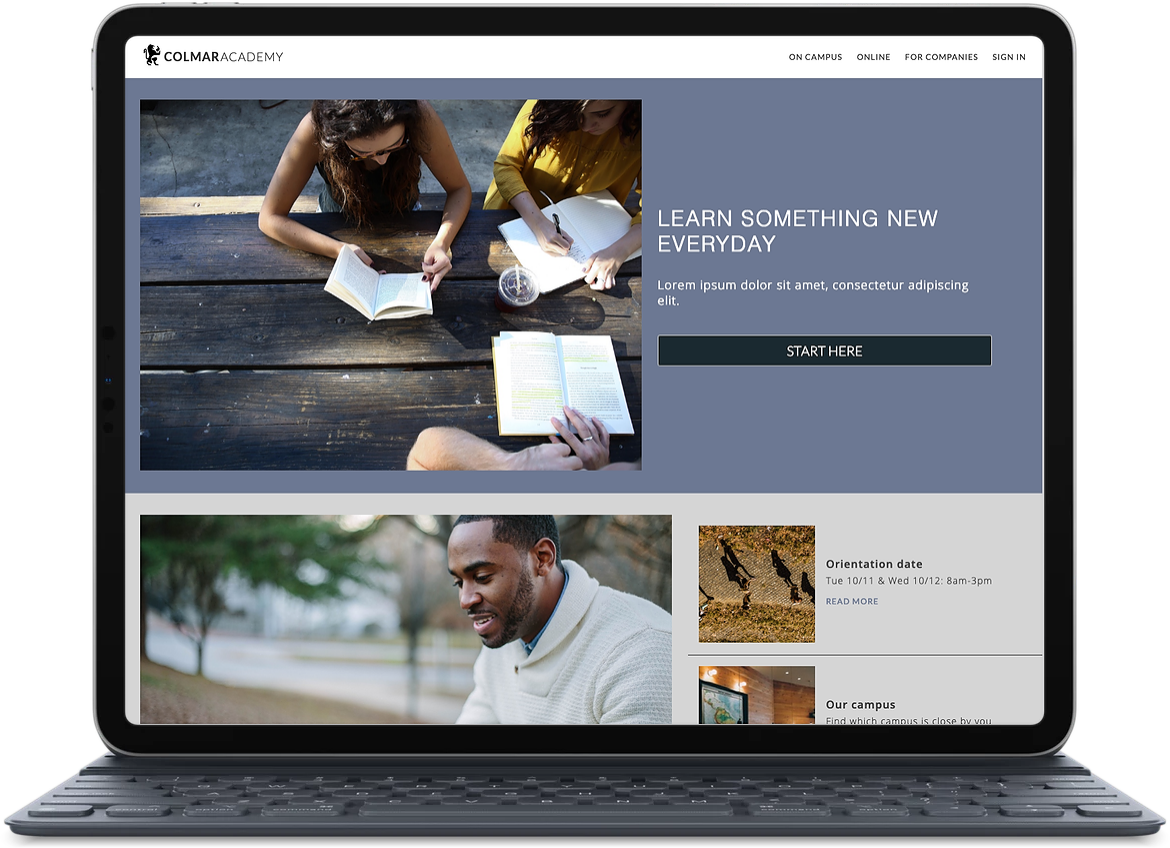 website as seen on laptop