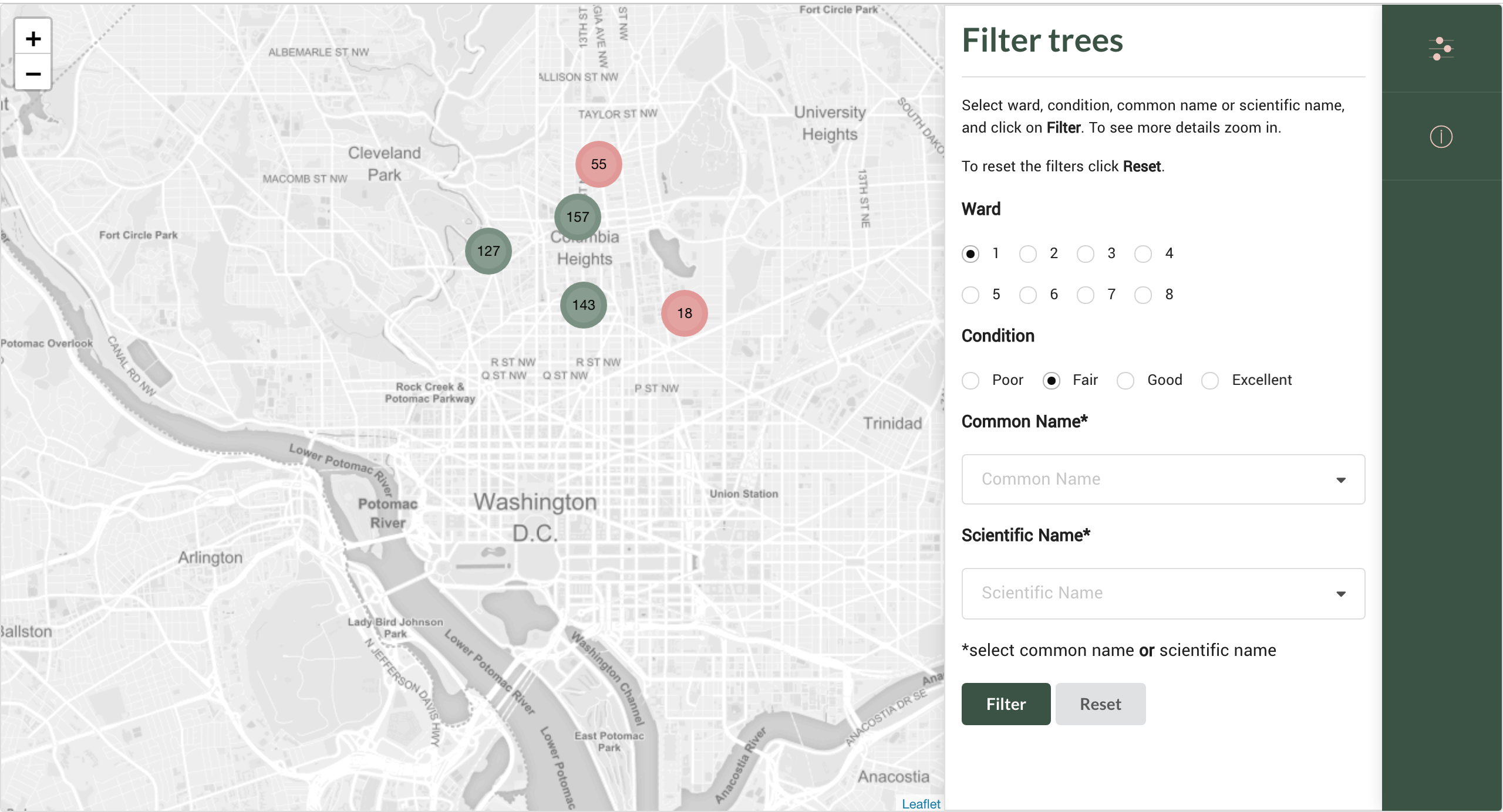 filtered map